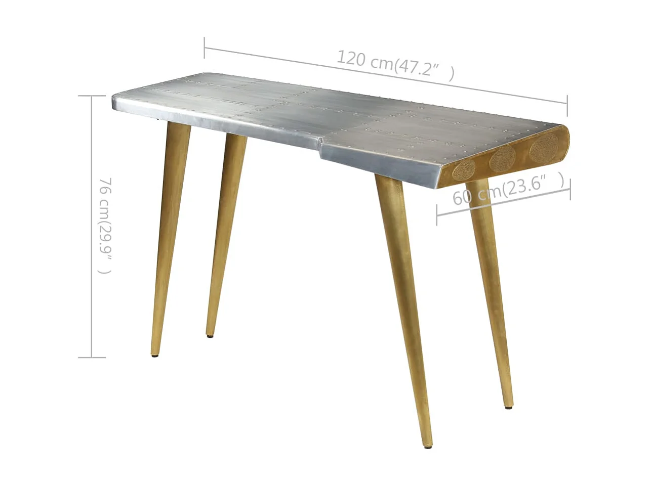 Secretária aviador estilo aeronave vintage 120x60x76 cm