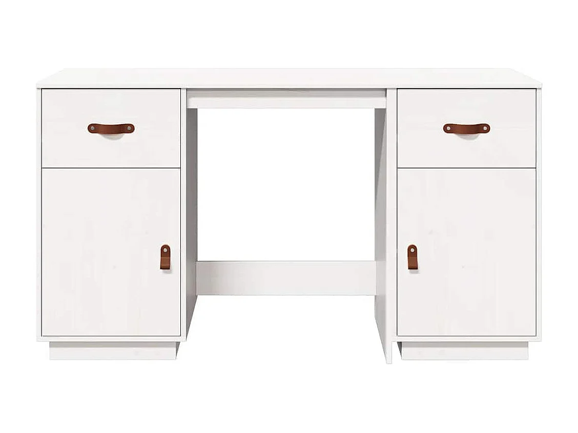 Bureau met kastjes 135x50x75 cm massief grenenhout wit