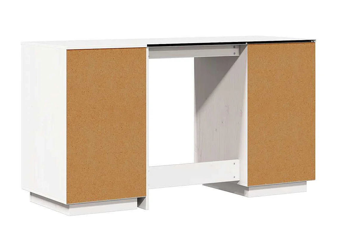Bureau met kastjes 135x50x75 cm massief grenenhout wit