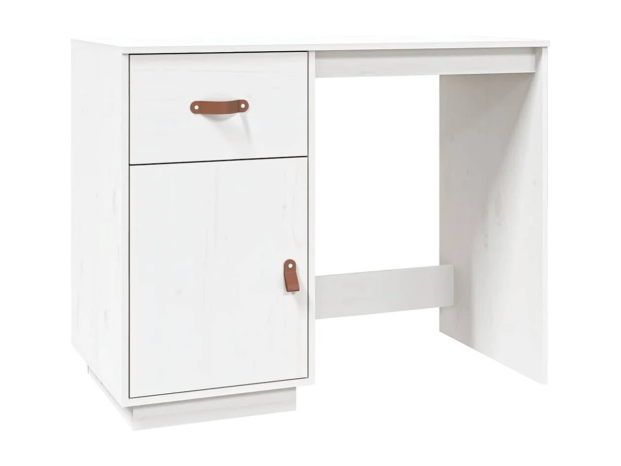 Bureau met kastjes 135x50x75 cm massief grenenhout wit