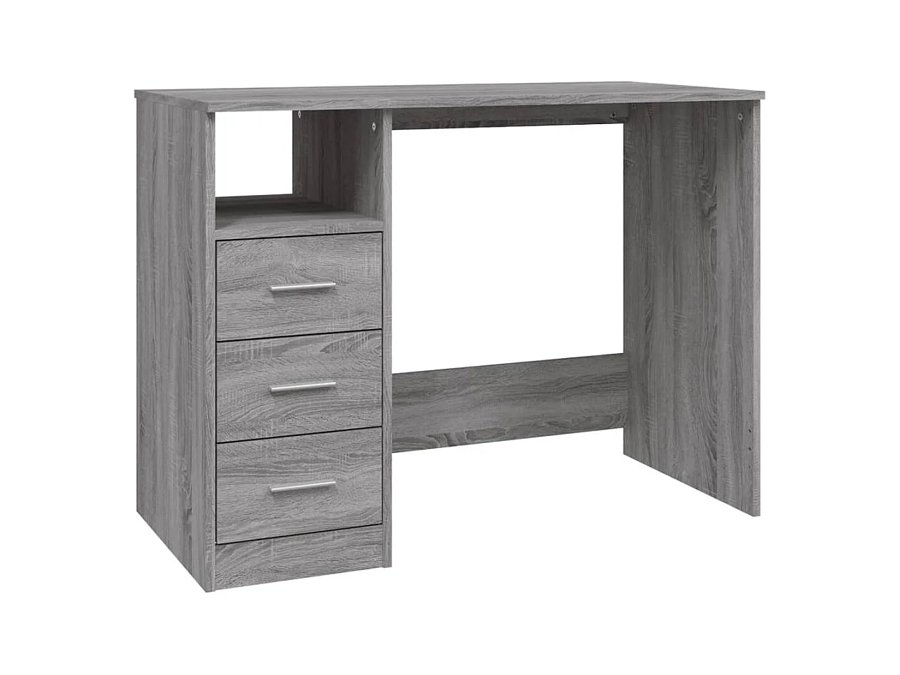 Bureau avec tiroirs Sonoma gris 102x50x76 cm Bois d'ingénierie