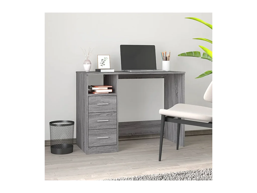 Bureau avec tiroirs Sonoma gris 102x50x76 cm Bois d'ingénierie