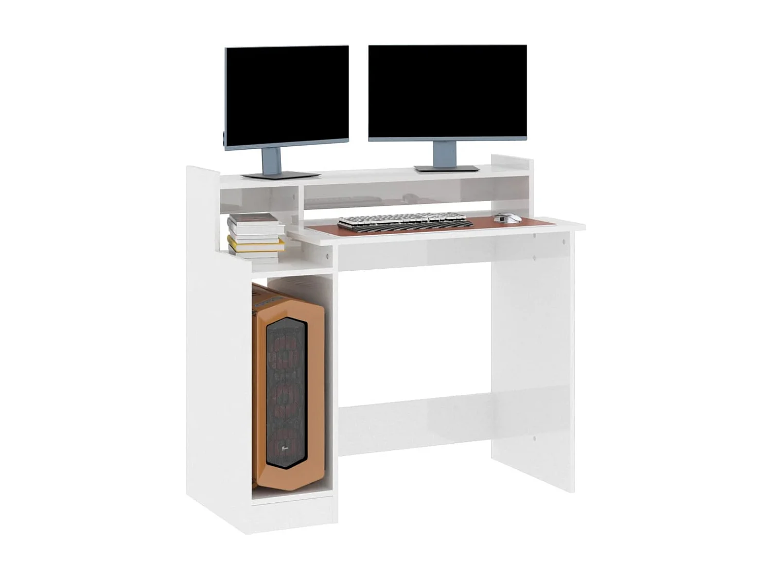 Schreibtisch mit LEDs Hochglanz-Weiß 97x45x90 cm Holzwerkstoff