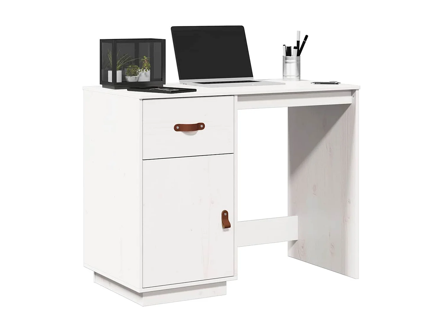 Bureau Blanc 95x50x75 cm Bois massif de pin