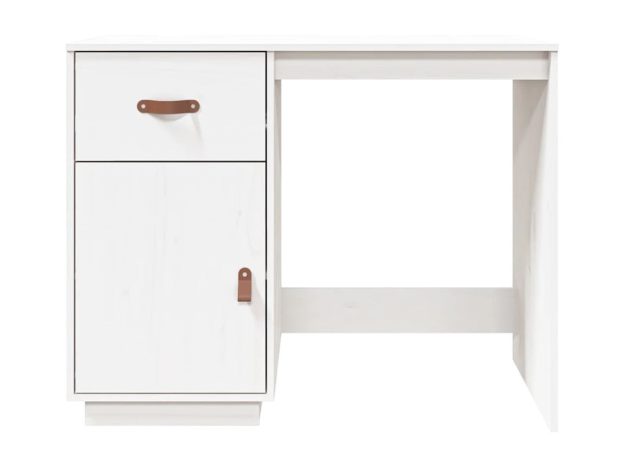 Bureau Blanc 95x50x75 cm Bois massif de pin