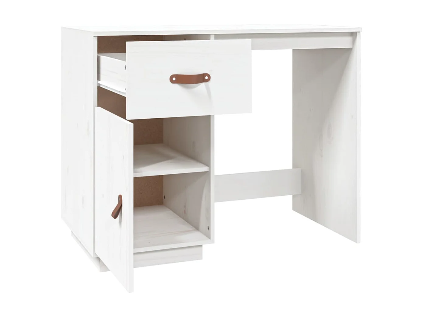 Bureau Blanc 95x50x75 cm Bois massif de pin