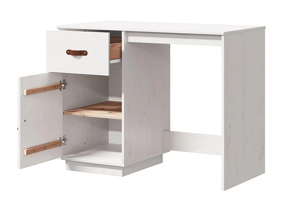 Bureau Blanc 95x50x75 cm Bois massif de pin