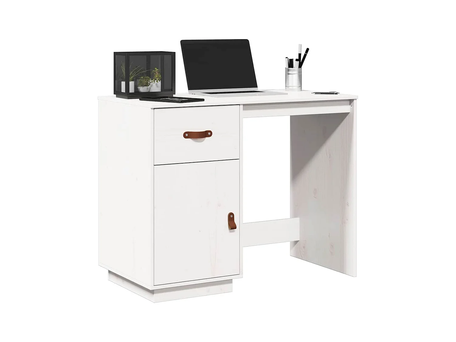 Schreibtisch Weiß 95x50x75cm Massivholz Kiefer