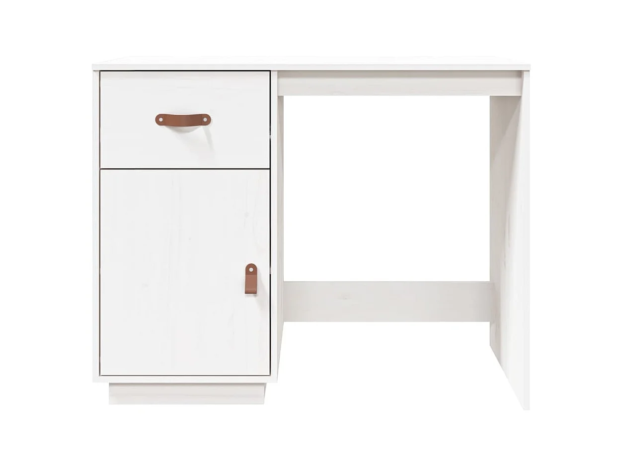 Schreibtisch Weiß 95x50x75cm Massivholz Kiefer