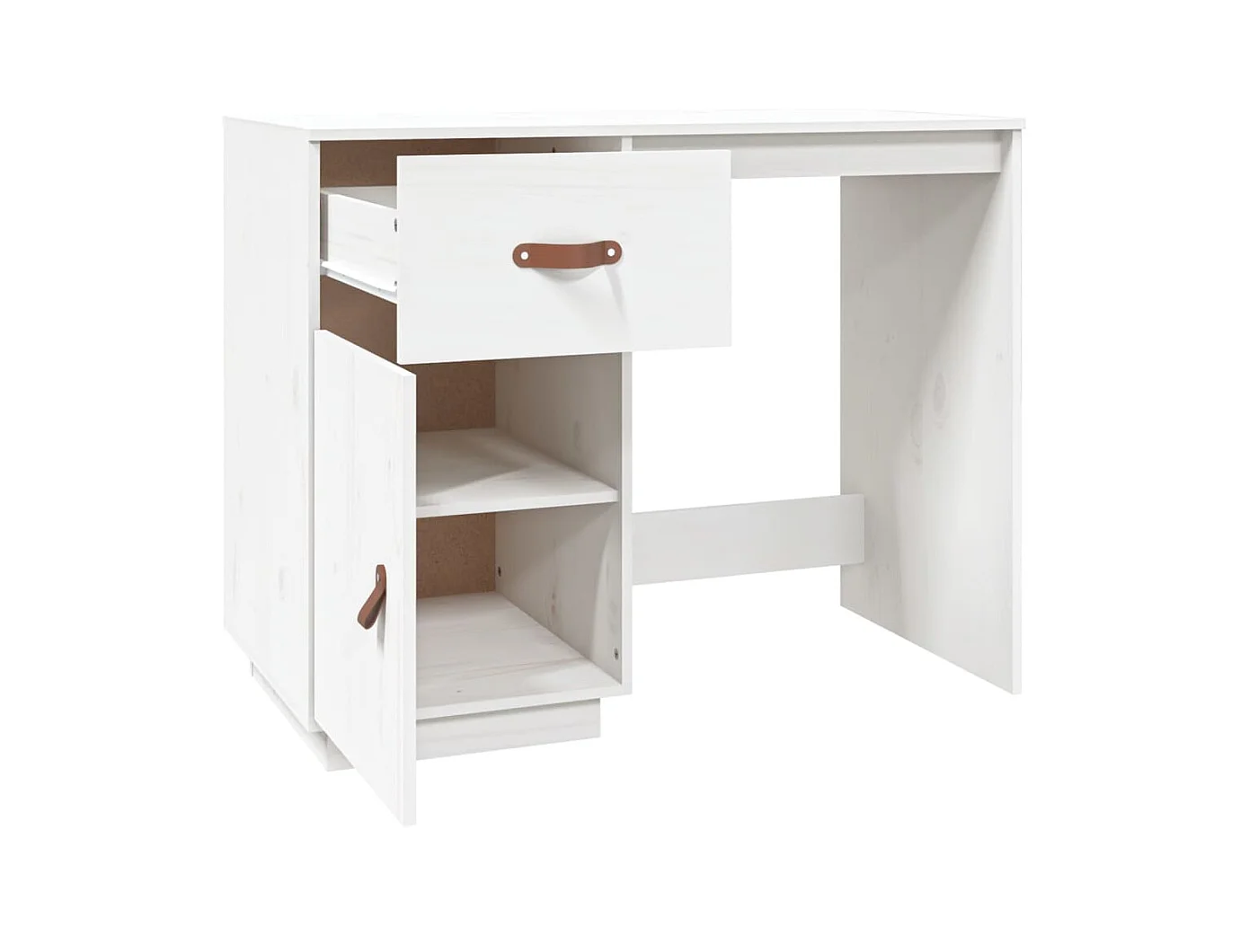 Schreibtisch Weiß 95x50x75cm Massivholz Kiefer