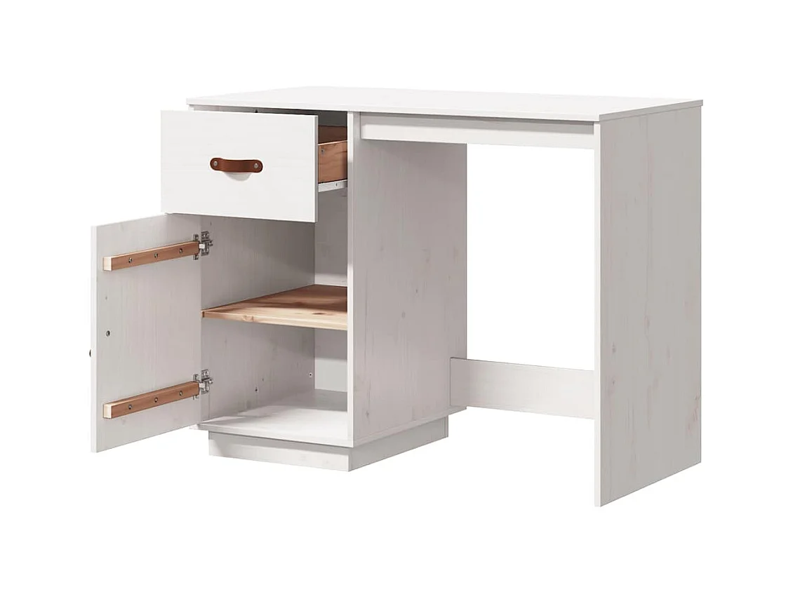 Schreibtisch Weiß 95x50x75cm Massivholz Kiefer