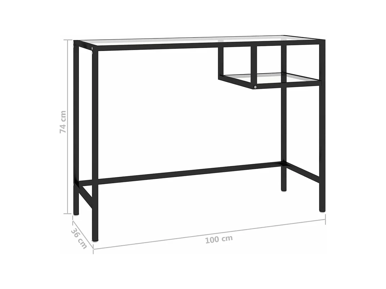 Bureau d'ordinateur Transparent 100x36x74 cm Verre