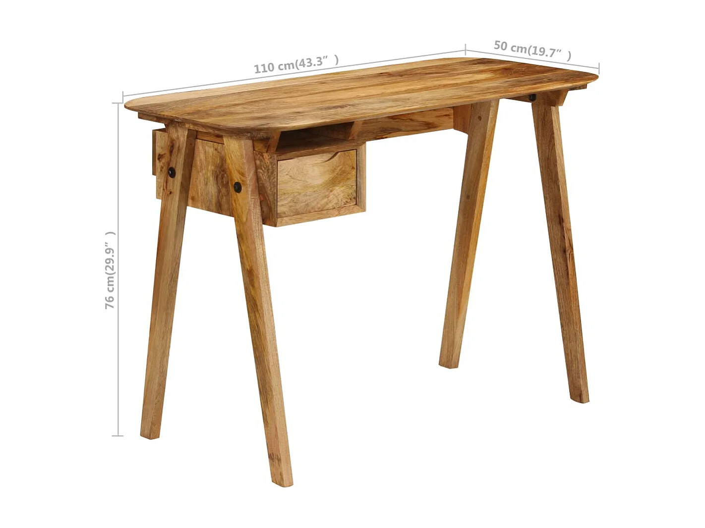 Secretária 110x50x76 cm madeira de mangueira maciça