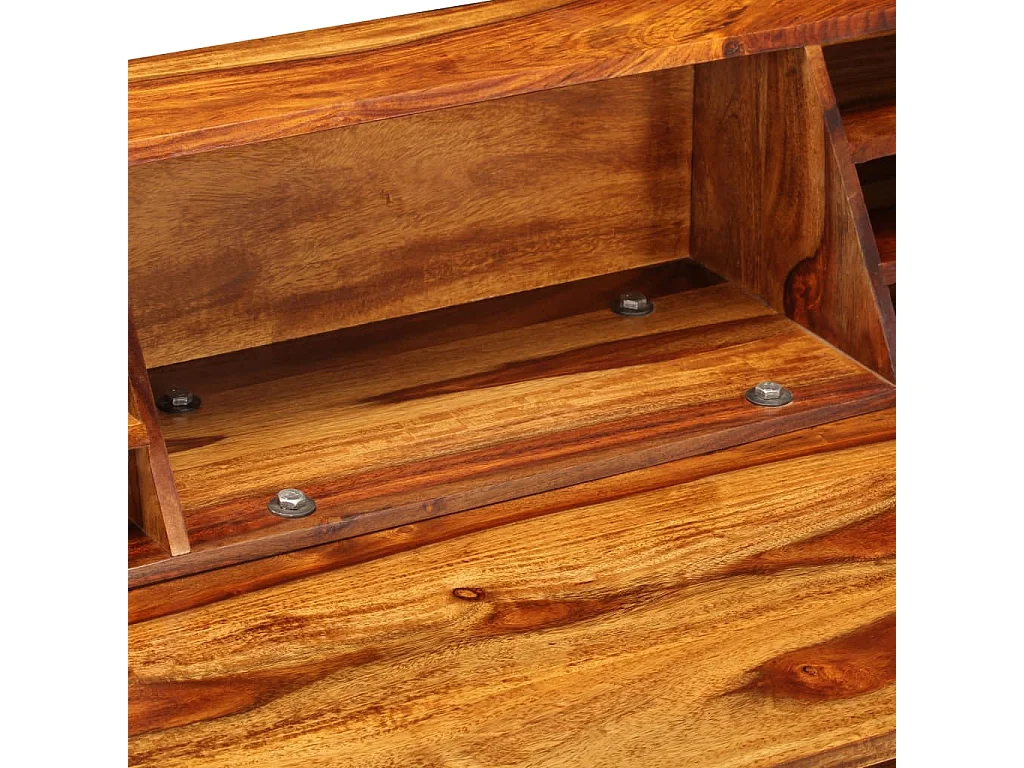 Escritorio de madera maciza de acacia y acero 110x50x94 cm