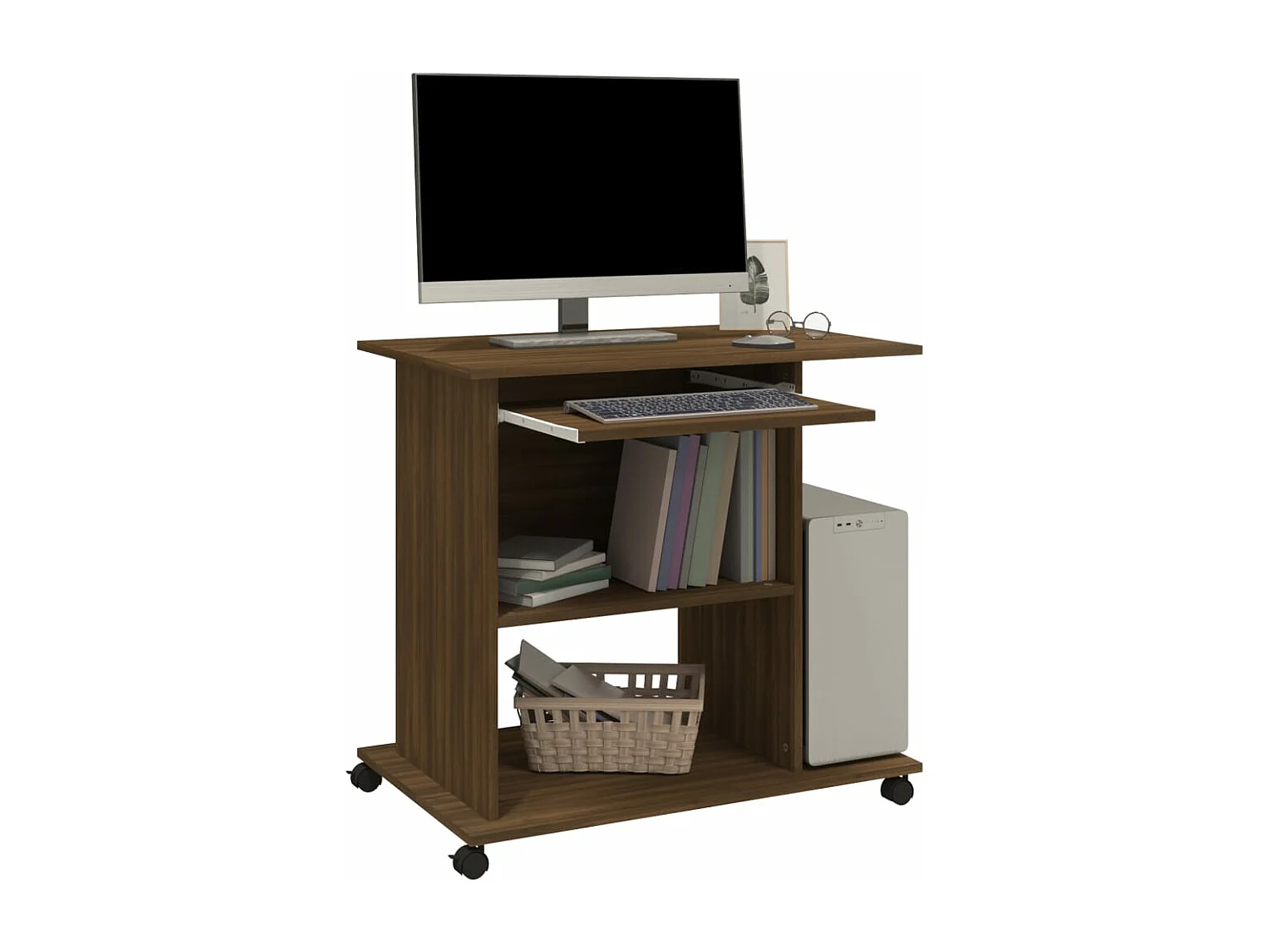 Computerbureau 80x50x75 cm bewerkt hout bruin eikenkleur