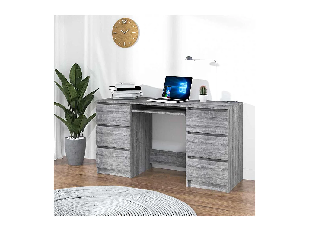 Bureau Sonoma gris 140x50x77 cm Bois d'ingénierie