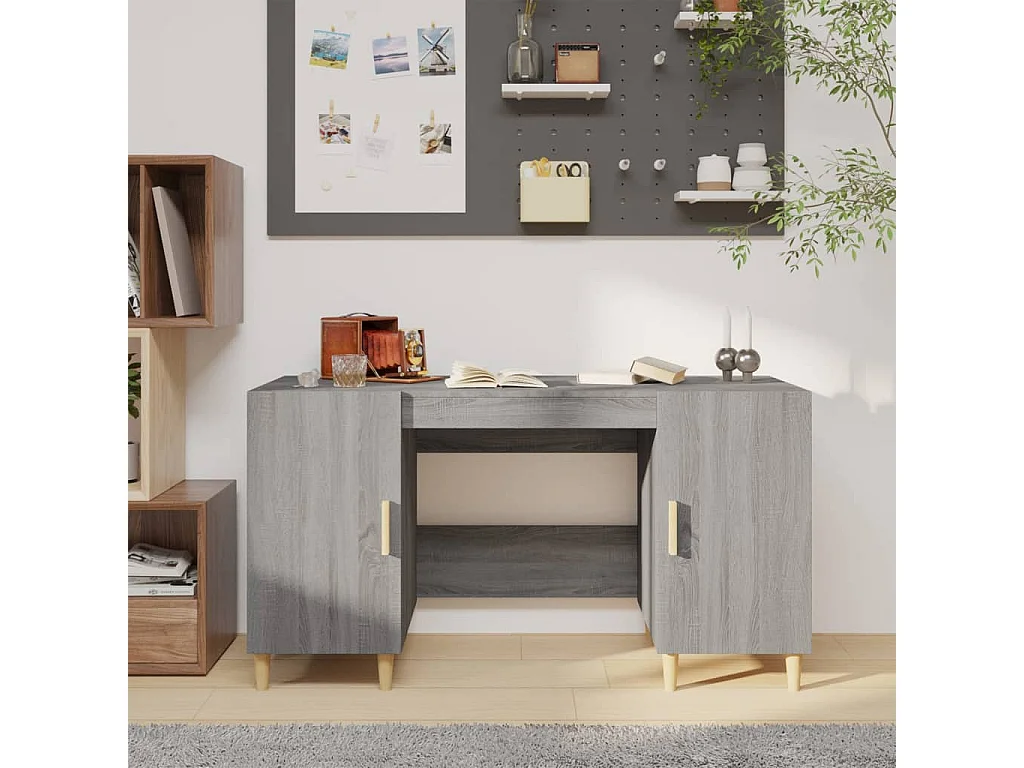 Escritorio de madera contrachapada gris Sonoma 140x50x75 cm