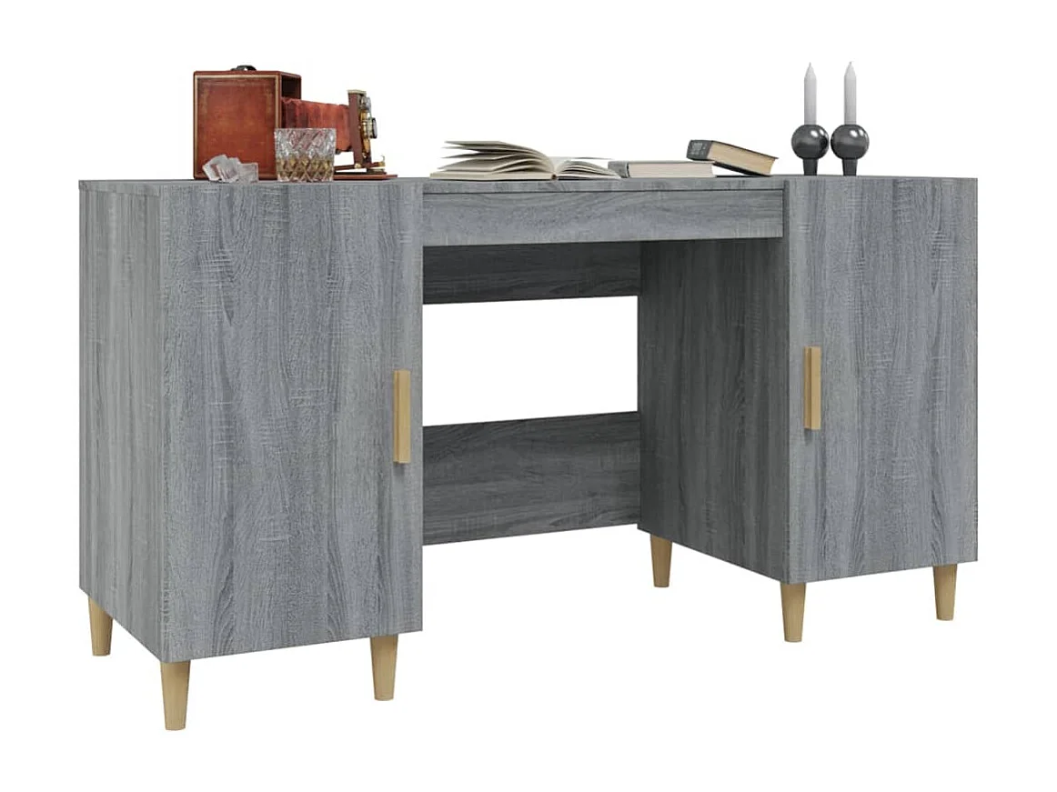 Escritorio de madera contrachapada gris Sonoma 140x50x75 cm