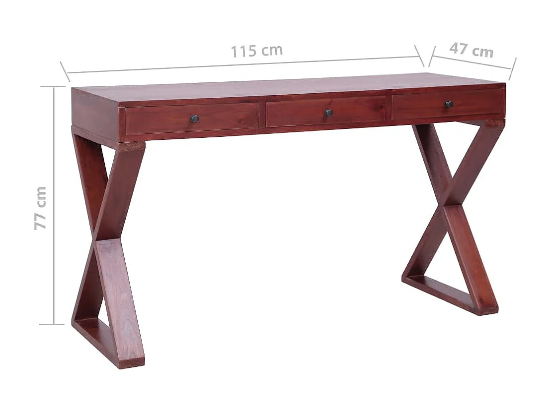 Computerbureau 115x47x77 cm massief mahoniehout bruin