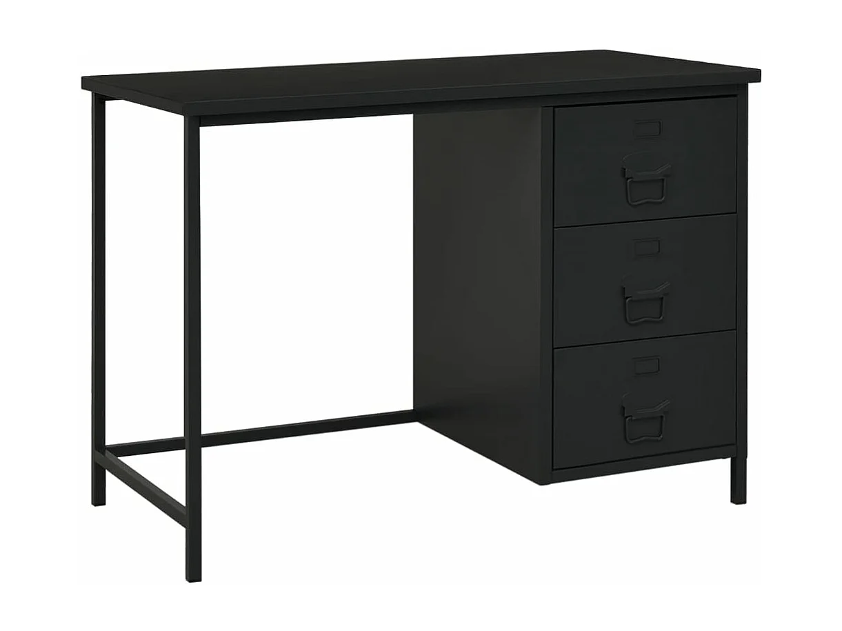 Bureau industriel avec tiroirs Noir 105x52x75 cm Acier
