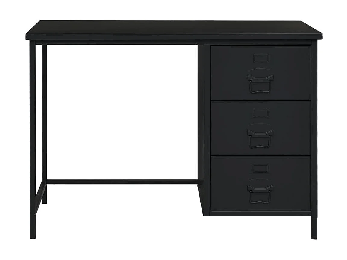 Bureau industriel avec tiroirs Noir 105x52x75 cm Acier