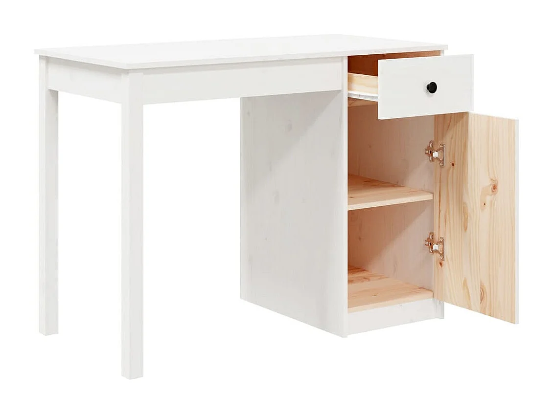 Bureau 100x50x75 cm massief grenenhout wit