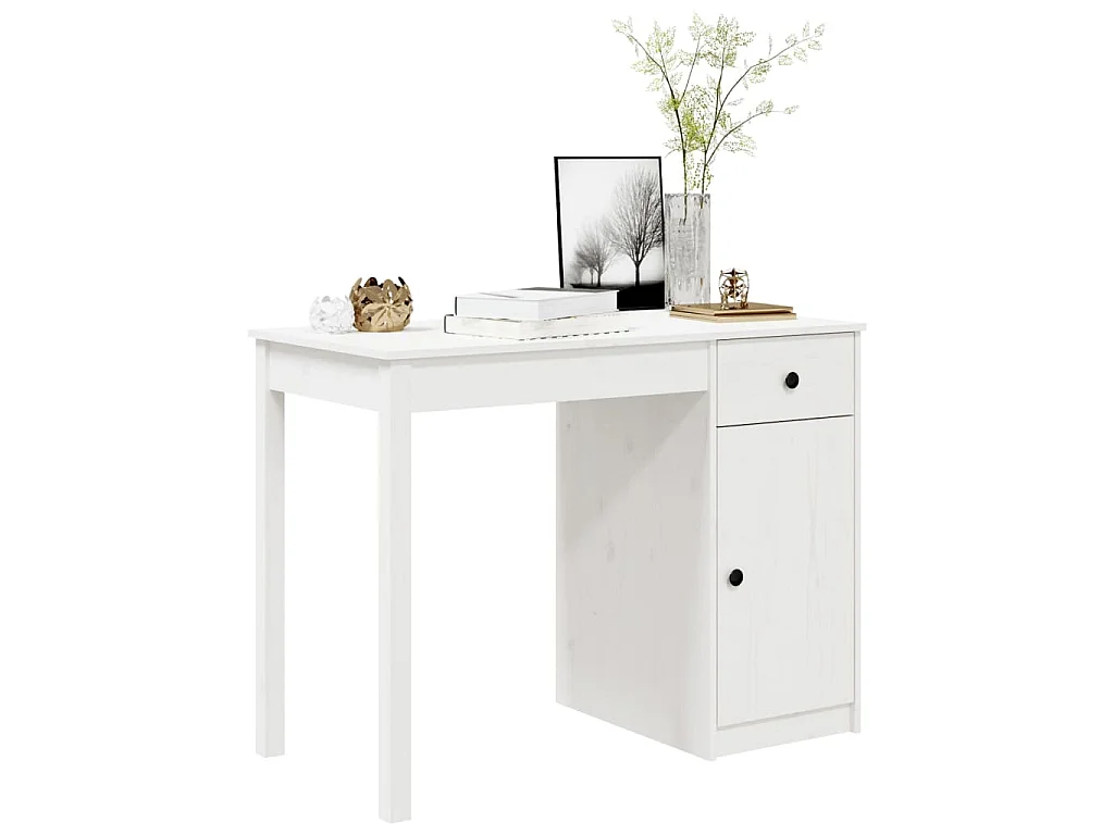 Bureau 100x50x75 cm massief grenenhout wit
