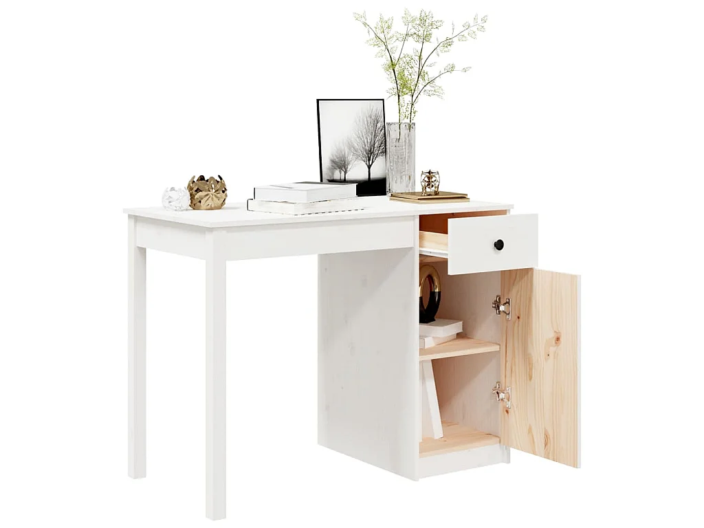 Bureau 100x50x75 cm massief grenenhout wit