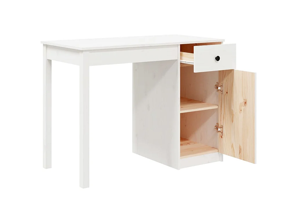 Bureau 100x50x75 cm massief grenenhout wit