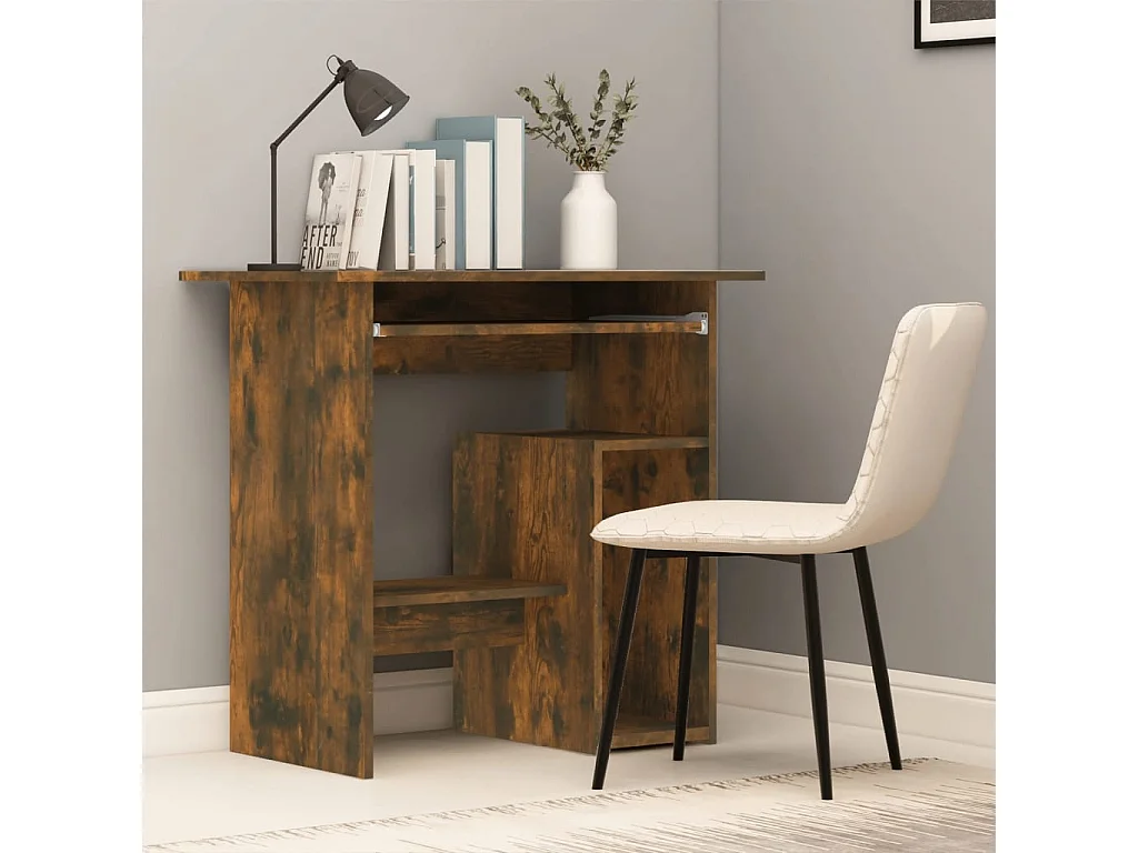 Escritorio de madera contrachapada roble ahumado 80x45x74 cm
