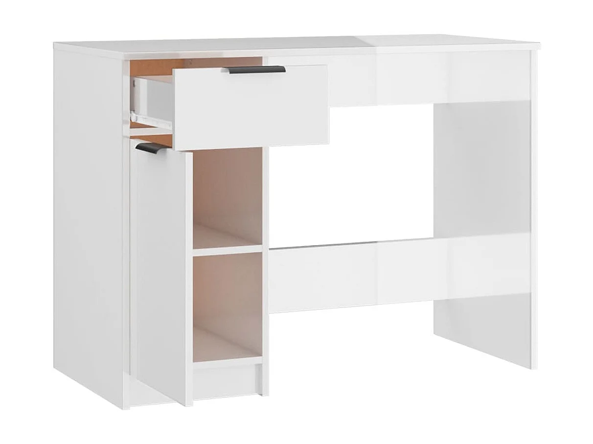Bureau 100x50x75 cm bewerkt hout hoogglans wit