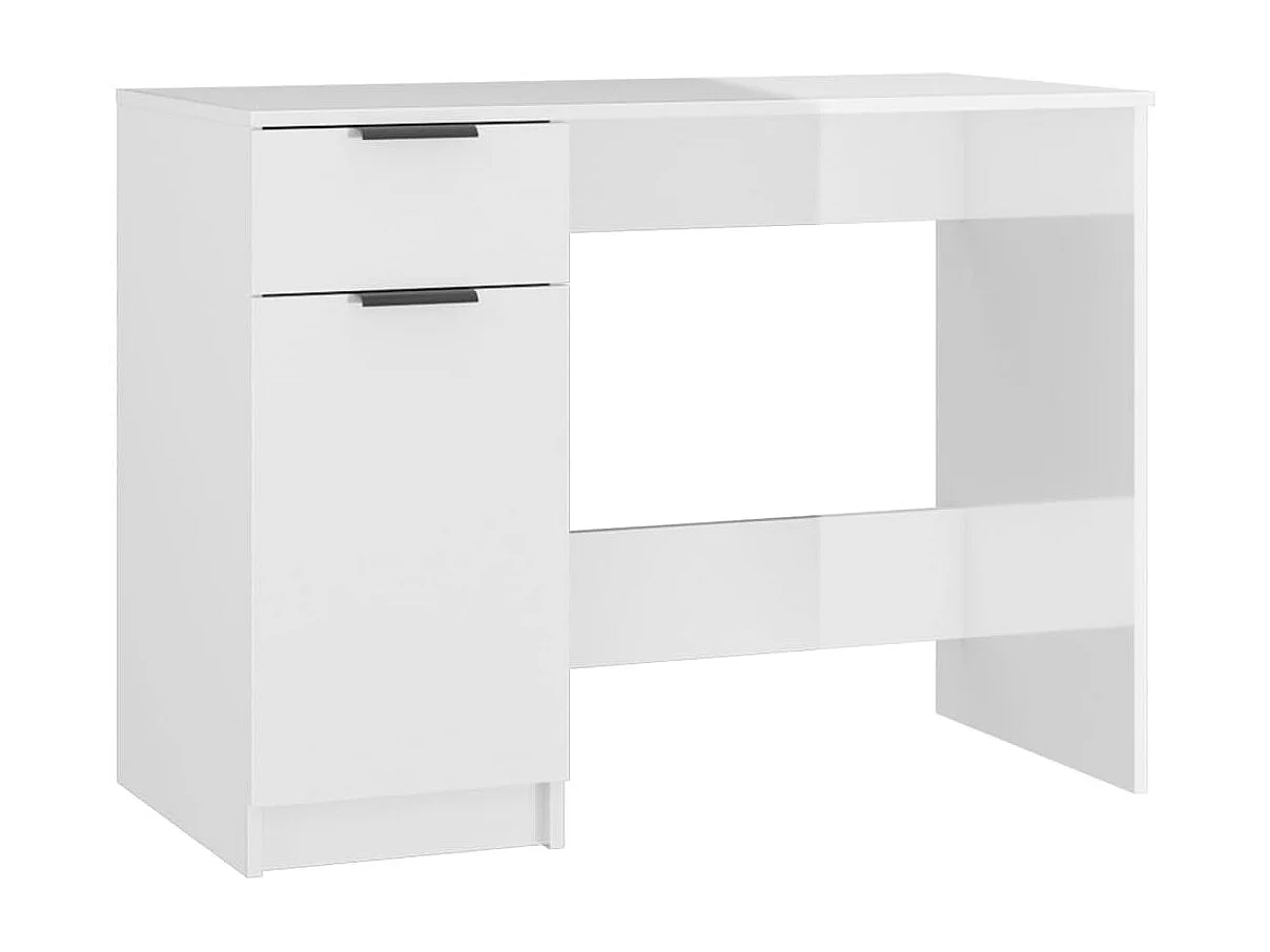 Scrivania Bianco Lucido 100x50x75 cm in Legno Multistrato
