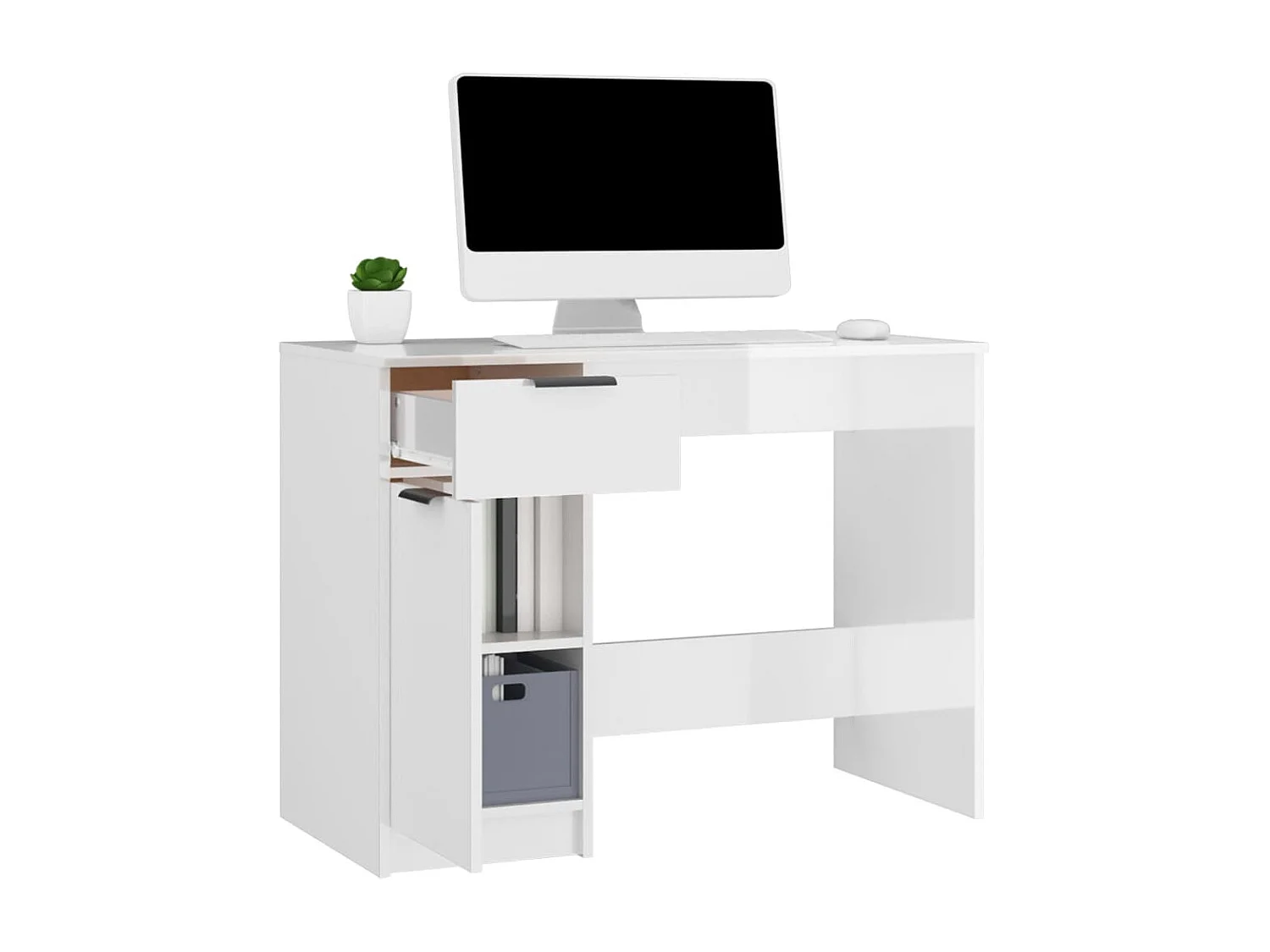 Scrivania Bianco Lucido 100x50x75 cm in Legno Multistrato