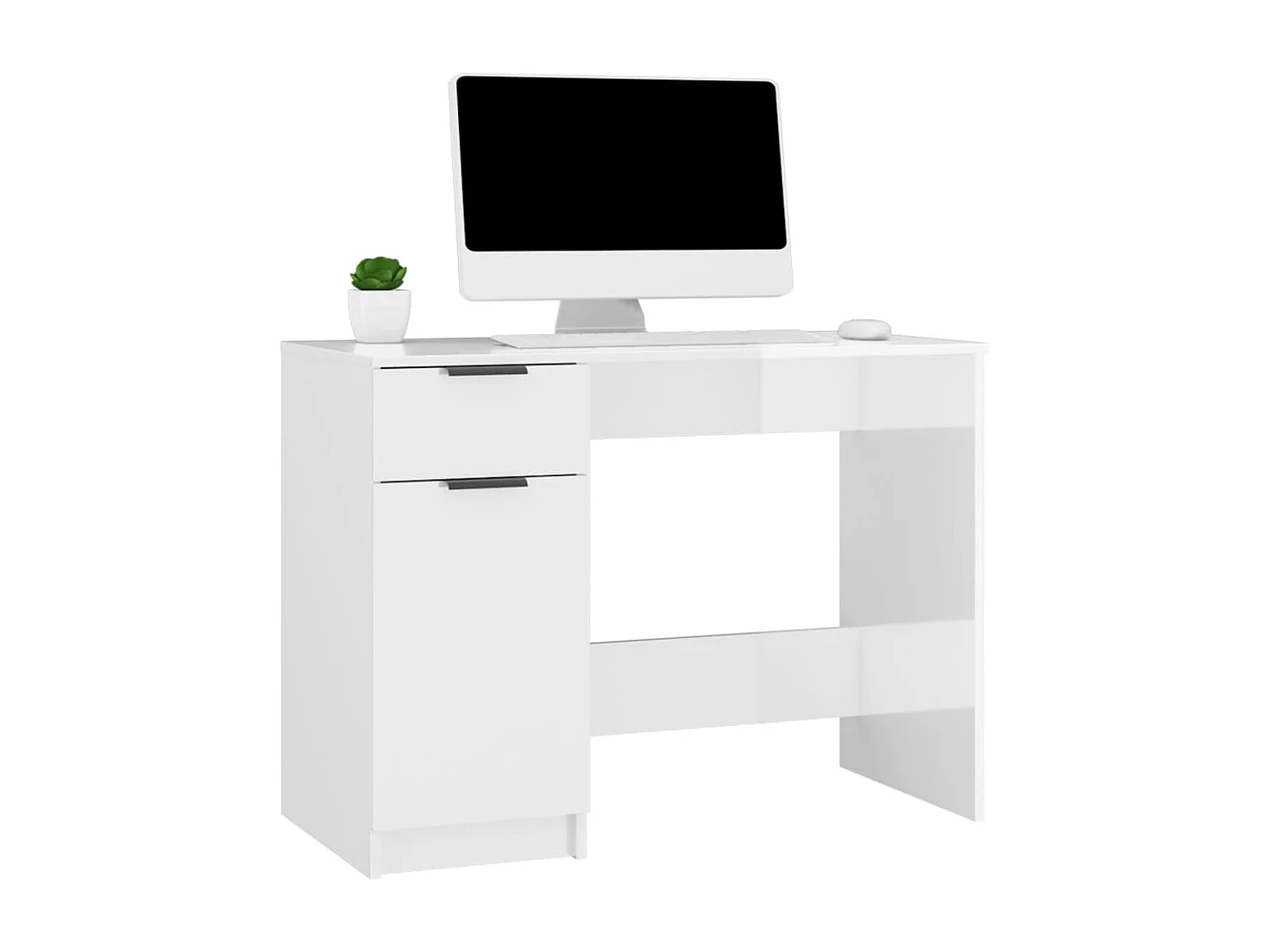 Scrivania Bianco Lucido 100x50x75 cm in Legno Multistrato