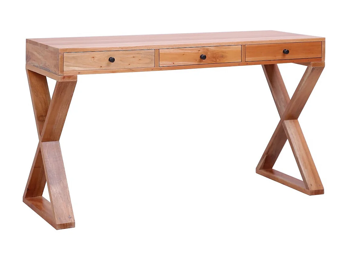 Bureau d'ordinateur Naturel 115x47x77 cm Bois d'acajou massif