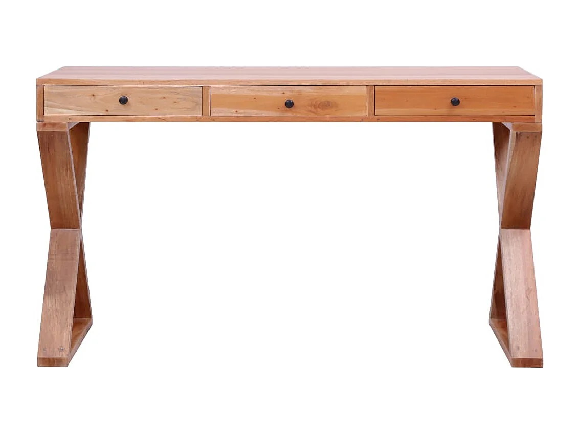 Bureau d'ordinateur Naturel 115x47x77 cm Bois d'acajou massif