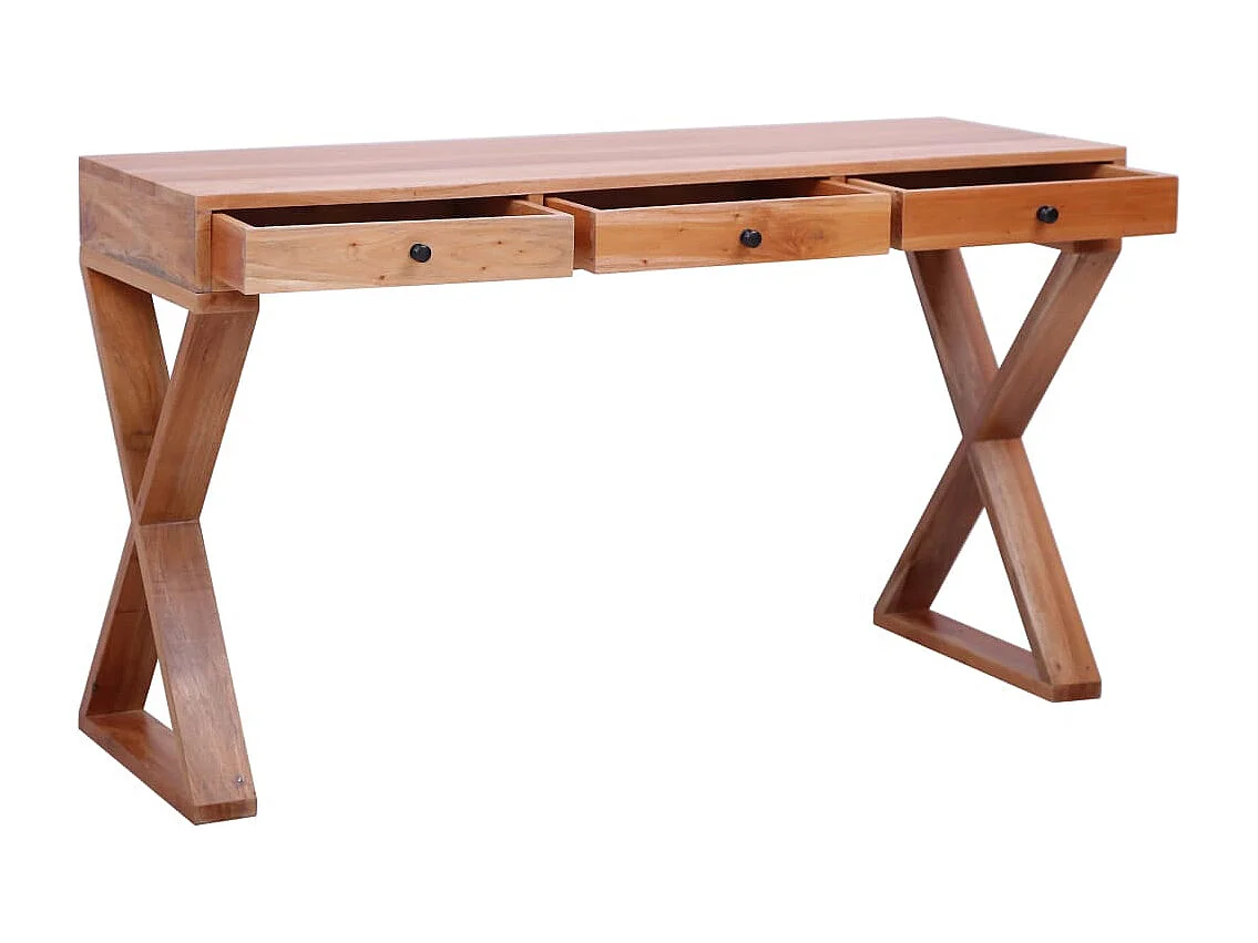 Bureau d'ordinateur Naturel 115x47x77 cm Bois d'acajou massif