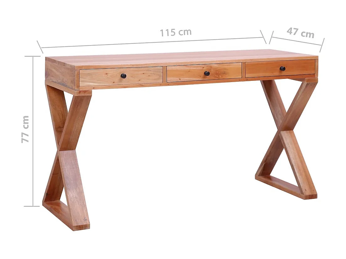 Bureau d'ordinateur Naturel 115x47x77 cm Bois d'acajou massif