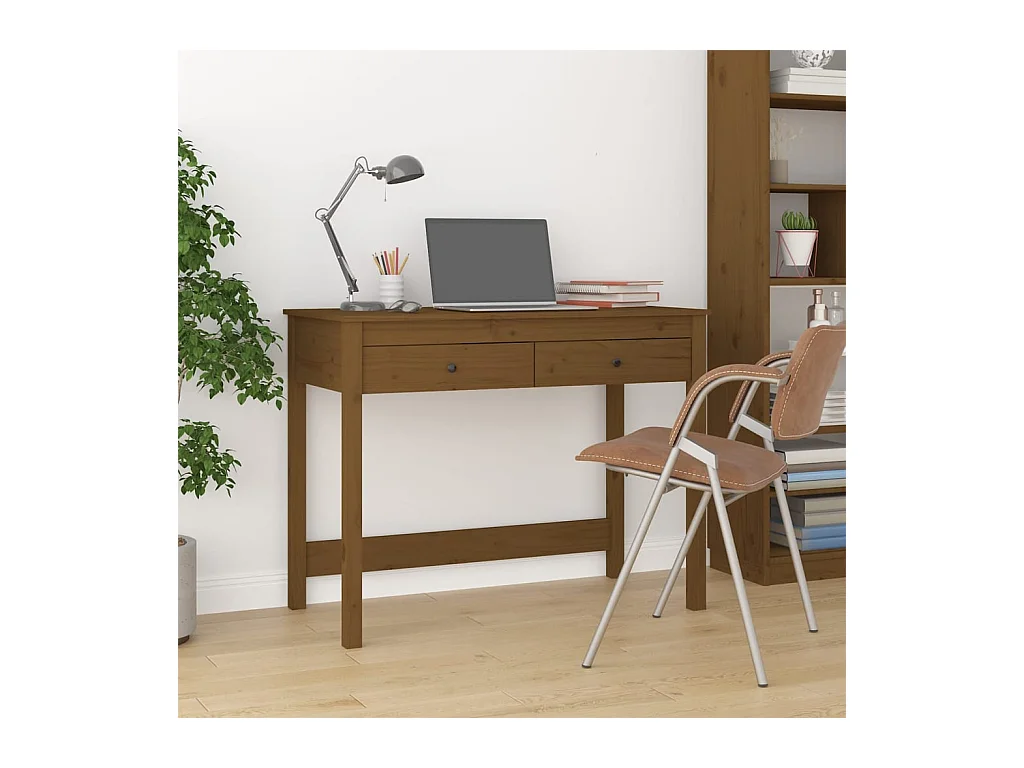 Bureau met lades 100x50x78 cm massief grenenhout honingbruin