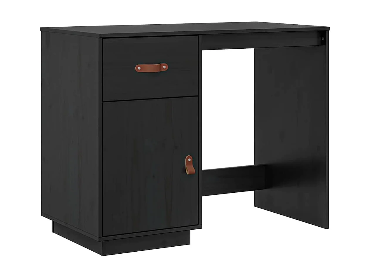 Bureau Noir 95x50x75 cm Bois massif de pin