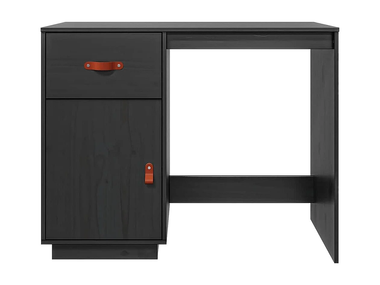 Bureau Noir 95x50x75 cm Bois massif de pin