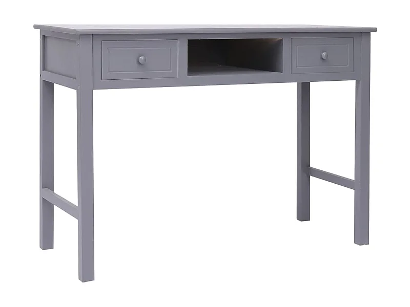 Schreibtisch Grau 108x45x76 cm Massivholz Paulownia