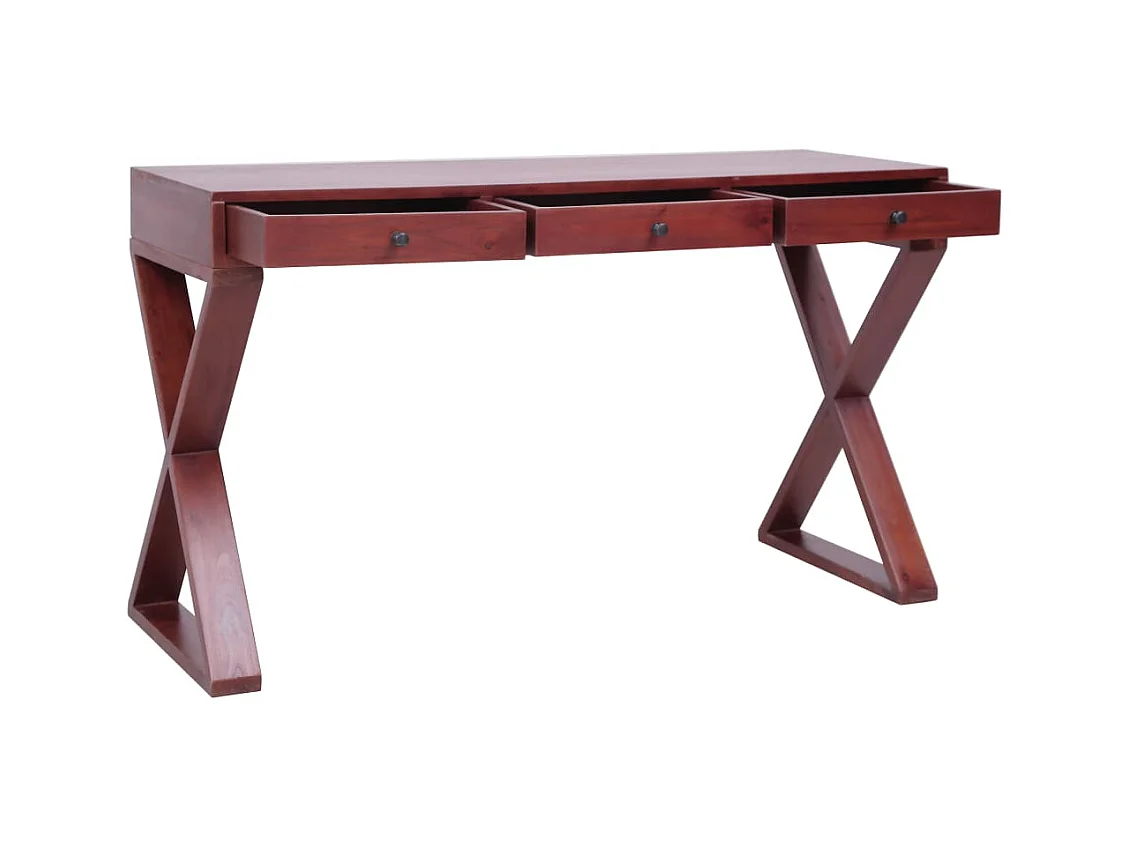 Secretária 132x47x77 cm madeira de mogno maciça castanho