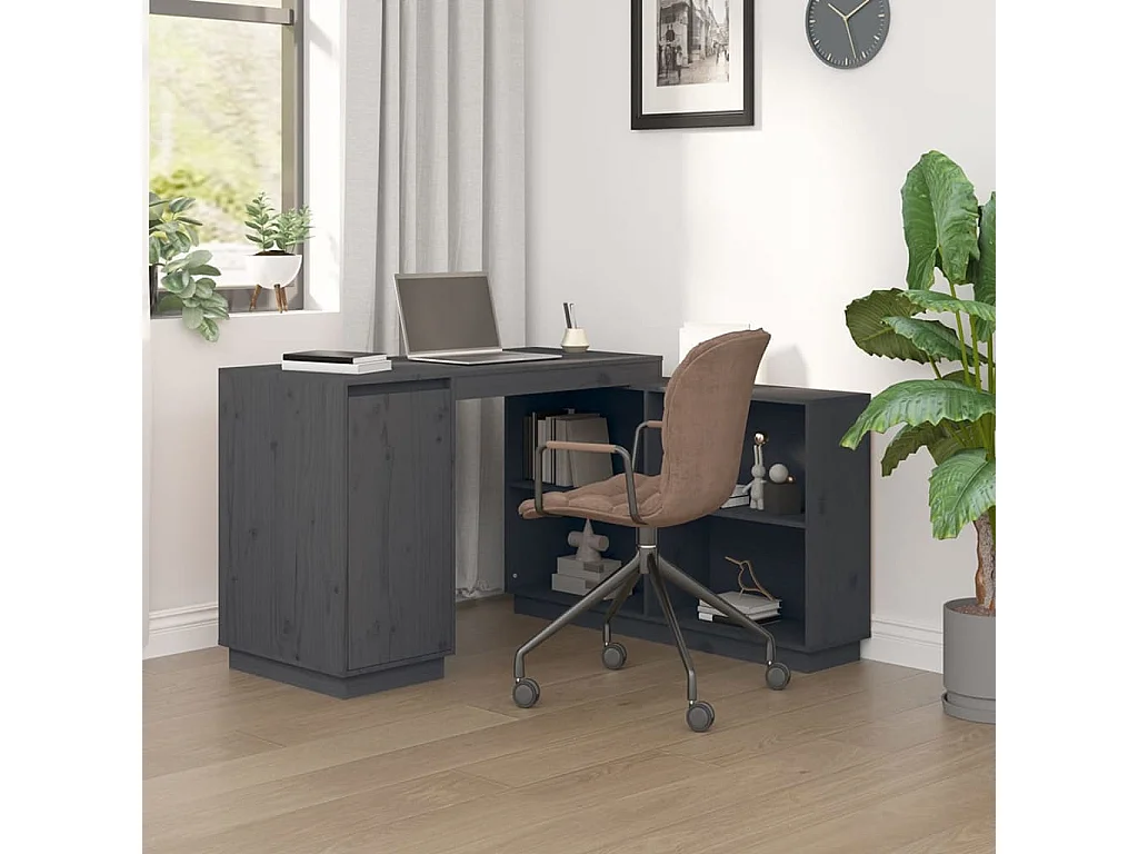 Bureau Gris 110x50x75 cm Bois massif de pin