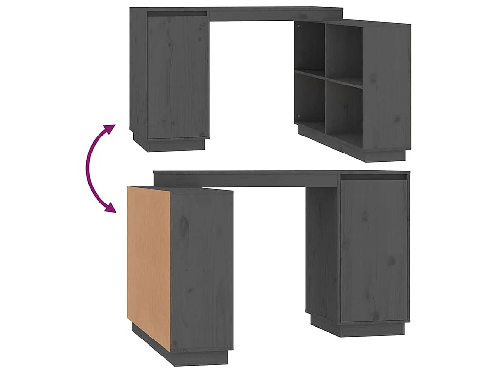 Bureau 110x50x75 cm massief grenenhout grijs