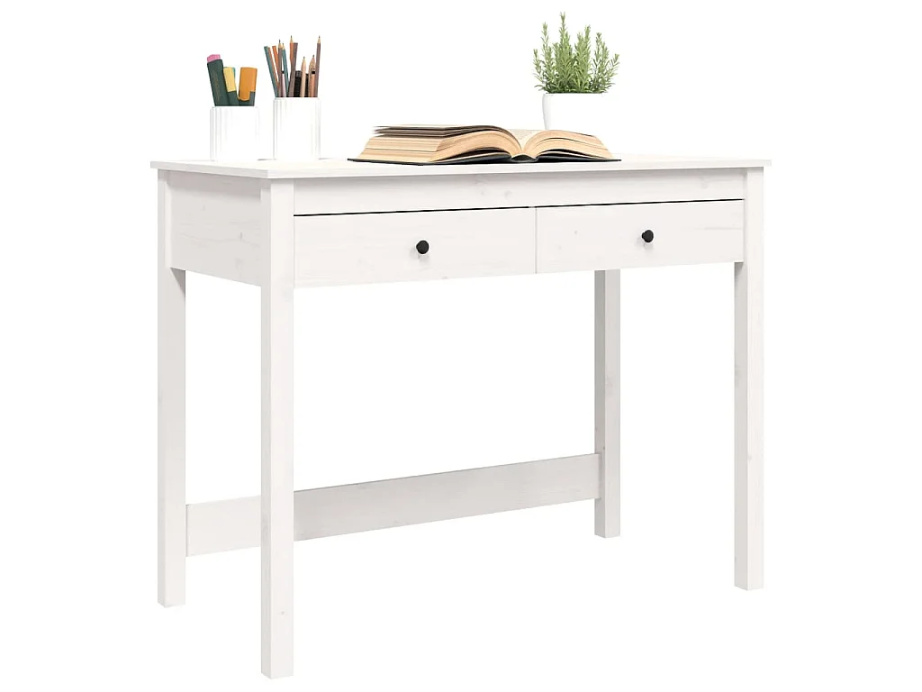 Bureau met lades 100x50x78 cm massief grenenhout wit