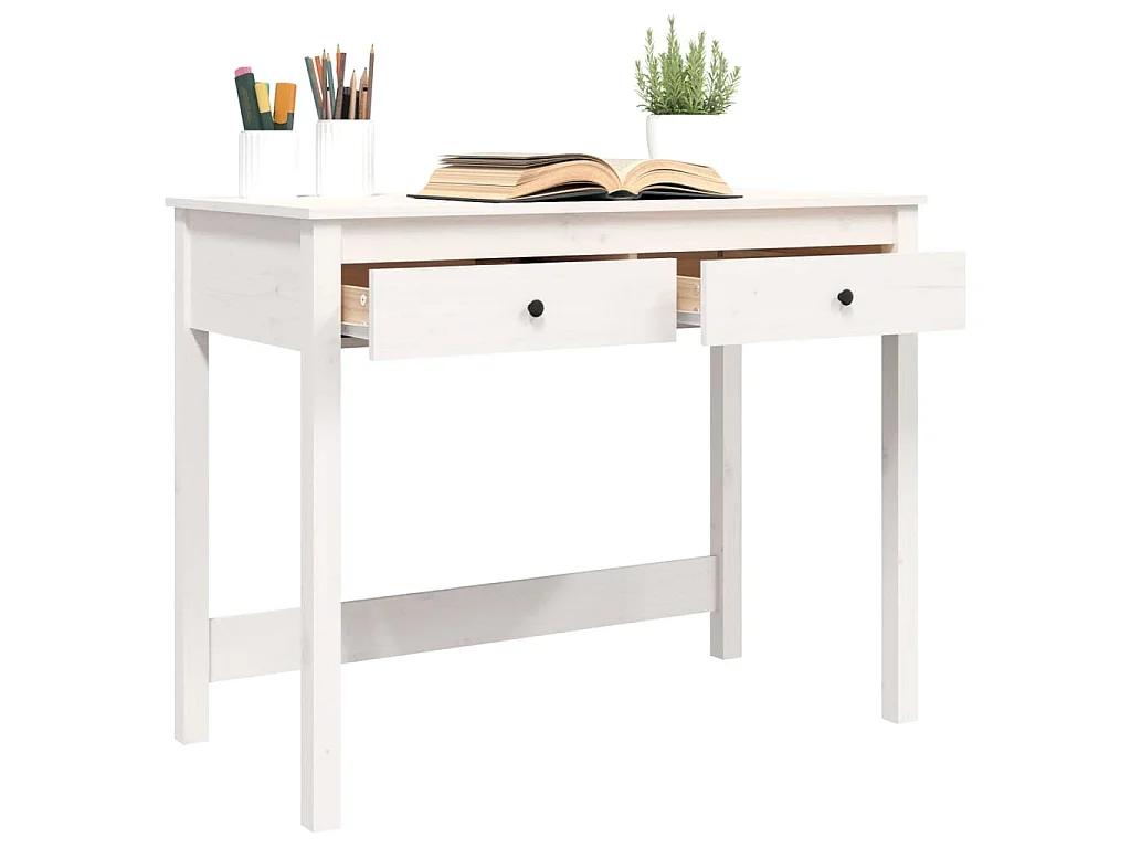 Bureau met lades 100x50x78 cm massief grenenhout wit