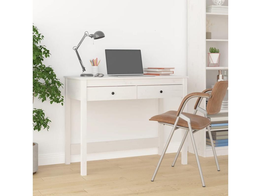Secretária com gavetas 100x50x78 cm pinho maciço branco
