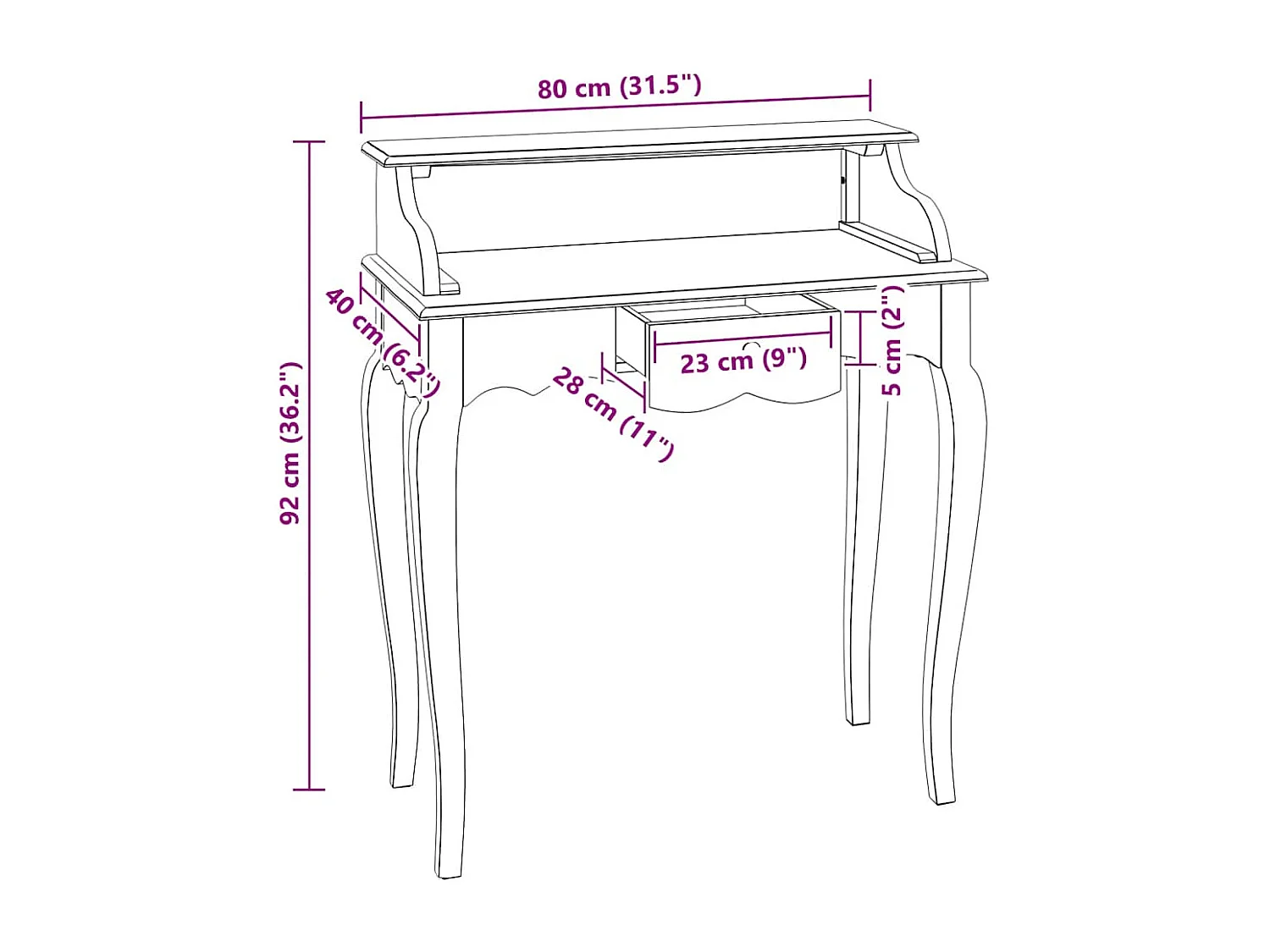 Schreibtisch Massives Mahagoniholz 80x40x92 cm
