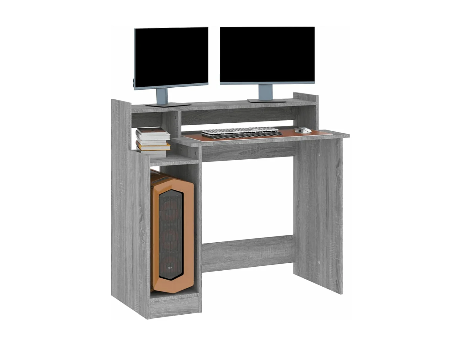 Escritorio con LED madera contrachapada gris sonoma 97x45x90 cm